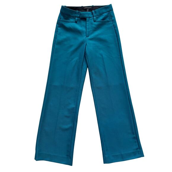 Banana Republic 100% Wool Dress pants Women's Sz 0 Petite Teal Wide leg trouser - Picture 1 of 15
